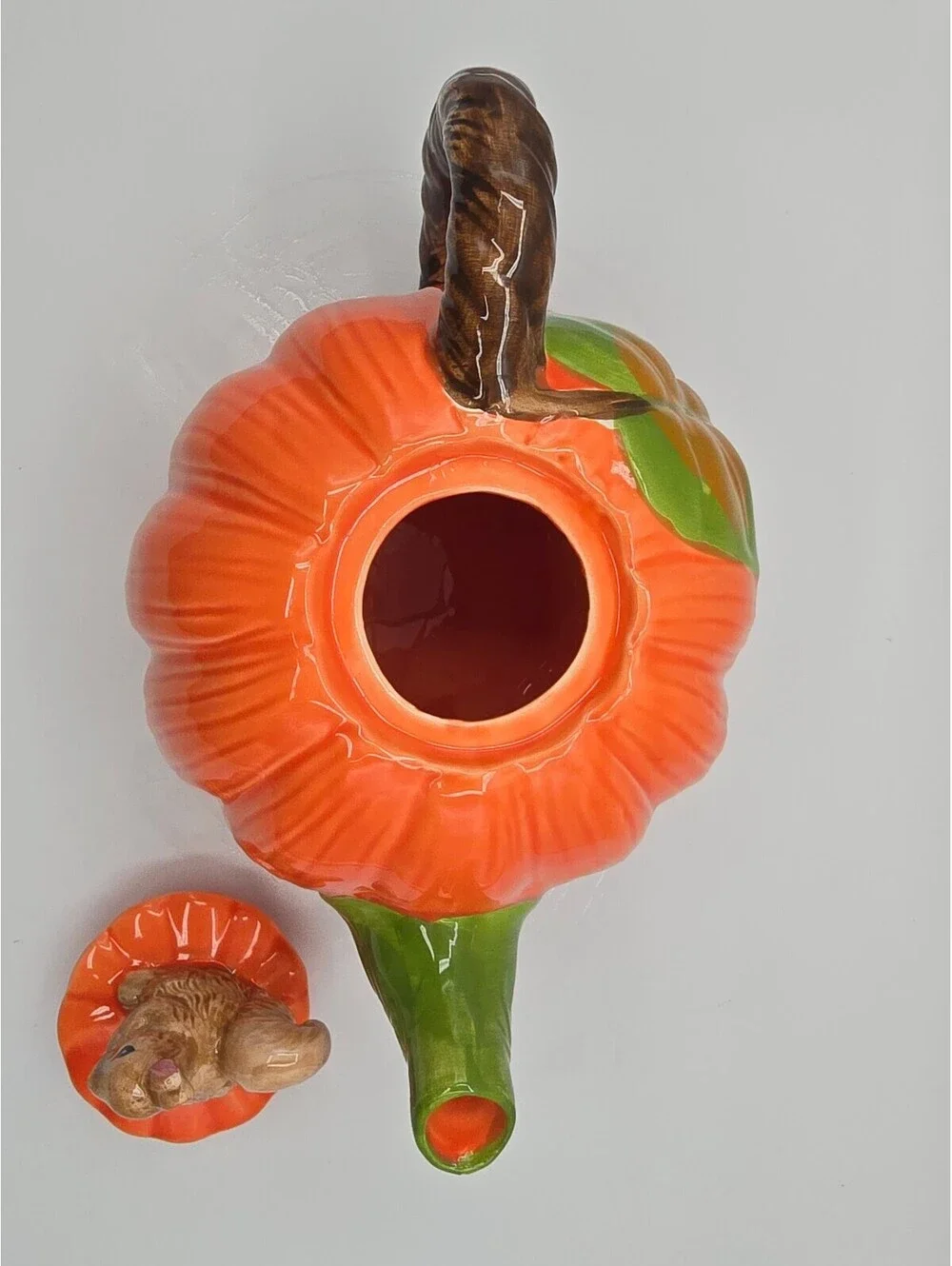 Vintage Hard to Find FWC Pumpkin Teapot with Squirrel Lid The Cook's Bazaar